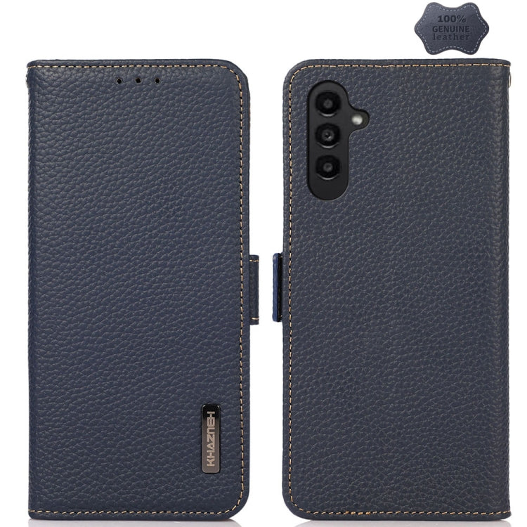 KHAZNEH Side-Magnetic Litchi Genuine Leather RFID Phone Case