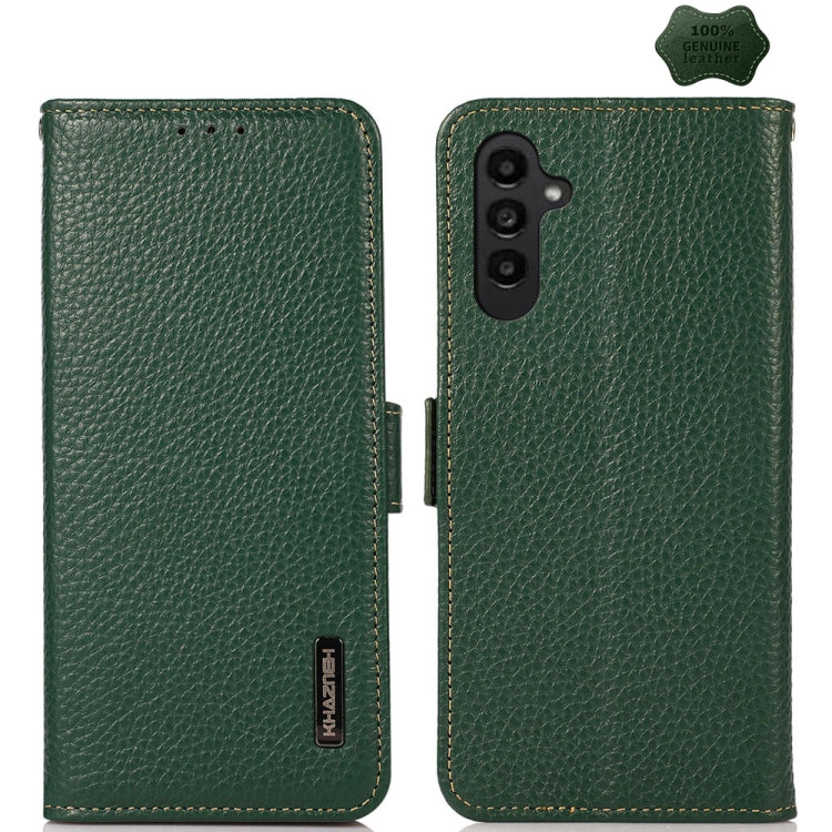 KHAZNEH Side-Magnetic Litchi Genuine Leather RFID Phone Case