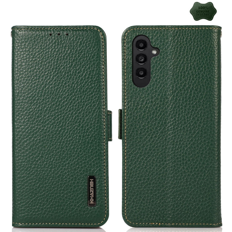 KHAZNEH Side-Magnetic Litchi Genuine Leather RFID Phone Case