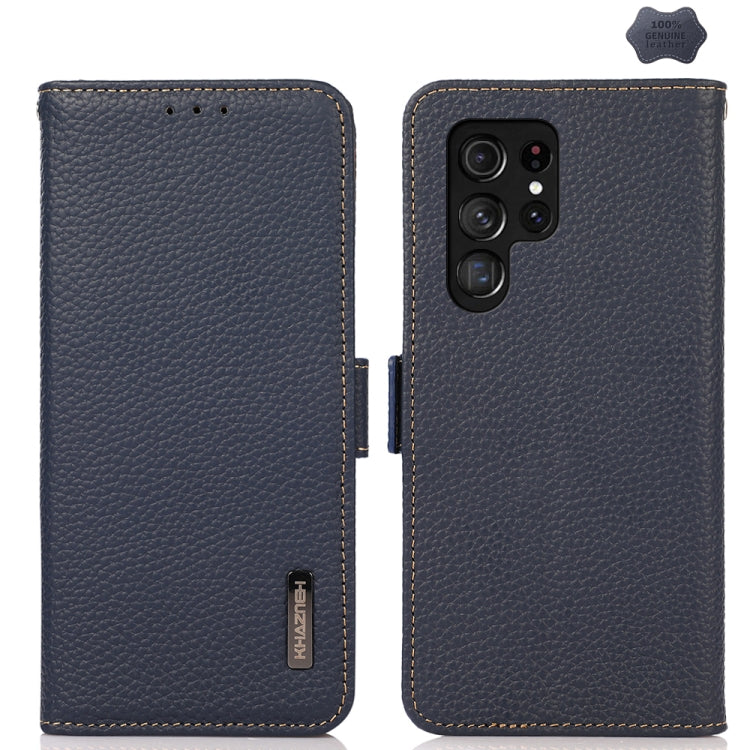 KHAZNEH Side-Magnetic Litchi Genuine Leather RFID Phone Case