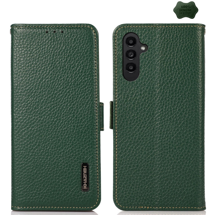 KHAZNEH Side-Magnetic Litchi Genuine Leather RFID Phone Case