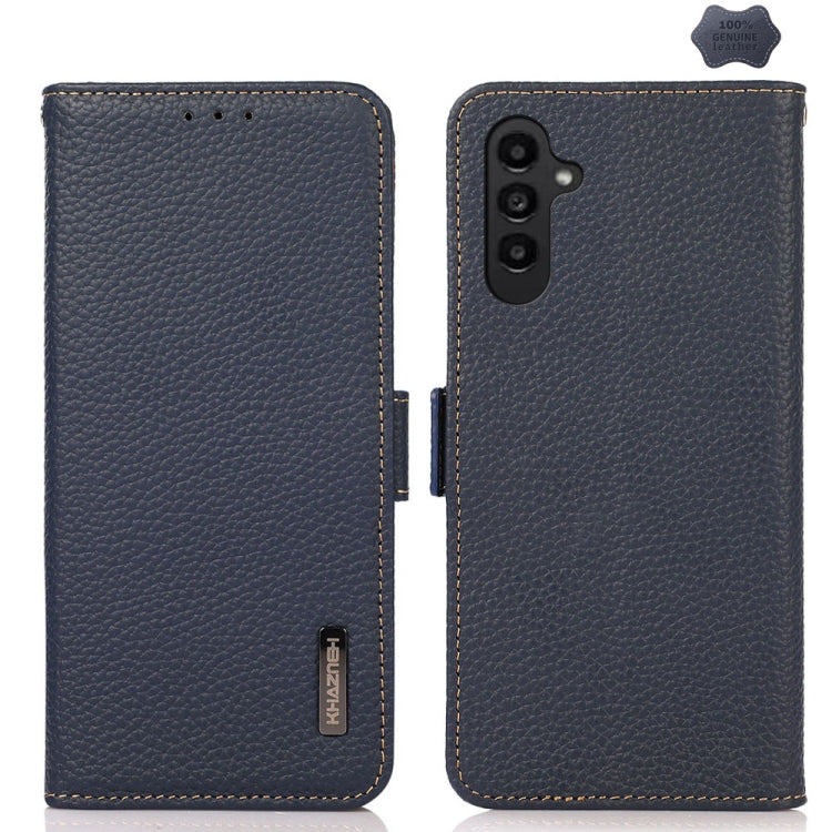 KHAZNEH Side-Magnetic Litchi Genuine Leather RFID Phone Case