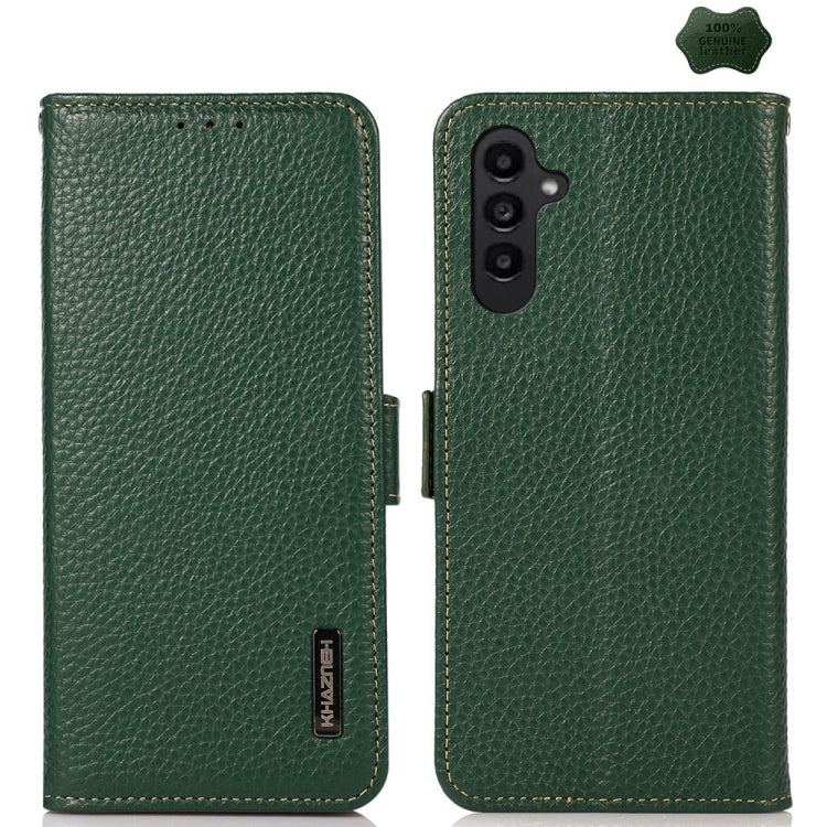 KHAZNEH Side-Magnetic Litchi Genuine Leather RFID Phone Case