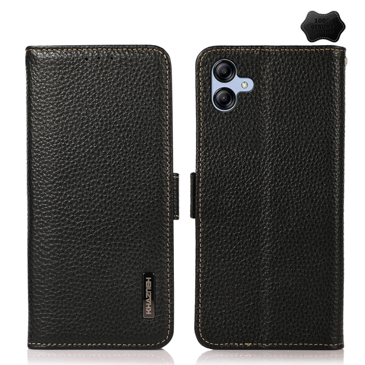 KHAZNEH Side-Magnetic Litchi Genuine Leather RFID Phone Case
