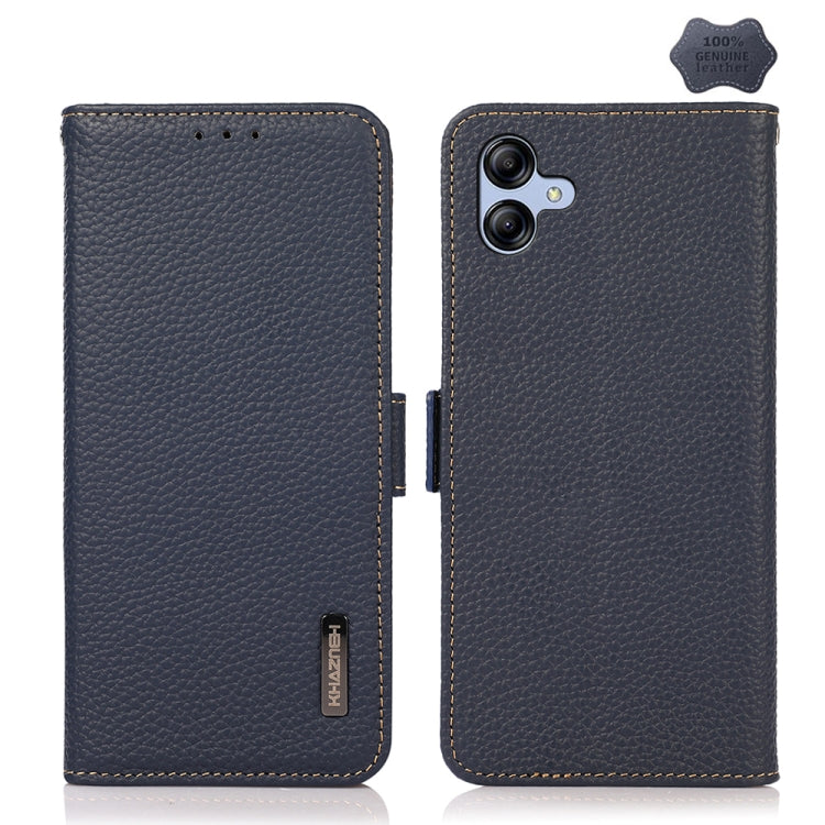KHAZNEH Side-Magnetic Litchi Genuine Leather RFID Phone Case