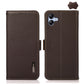 KHAZNEH Side-Magnetic Litchi Genuine Leather RFID Phone Case