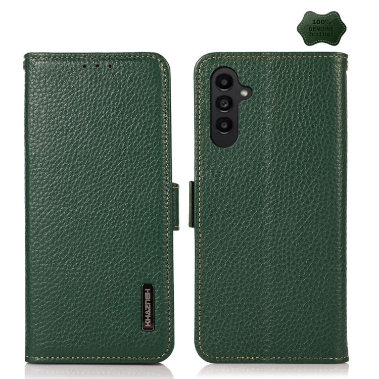 KHAZNEH Side-Magnetic Litchi Genuine Leather RFID Phone Case