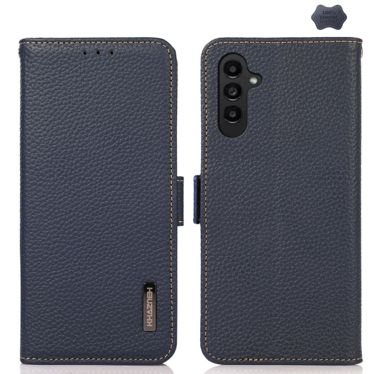 KHAZNEH Side-Magnetic Litchi Genuine Leather RFID Phone Case
