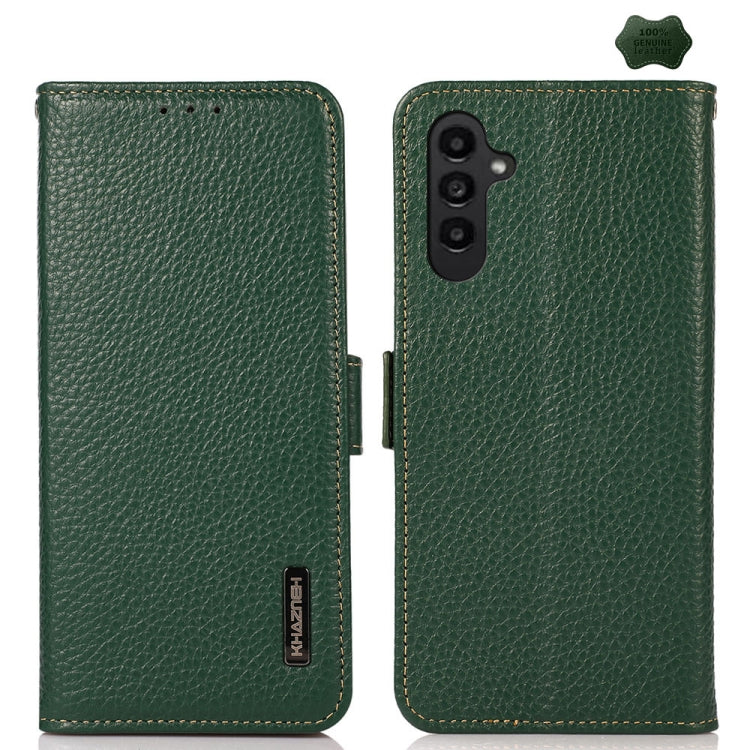 KHAZNEH Side-Magnetic Litchi Genuine Leather RFID Phone Case