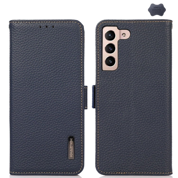 KHAZNEH Side-Magnetic Litchi Genuine Leather RFID Phone Case