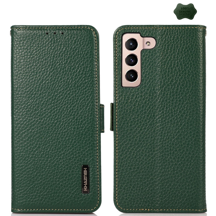 KHAZNEH Side-Magnetic Litchi Genuine Leather RFID Phone Case