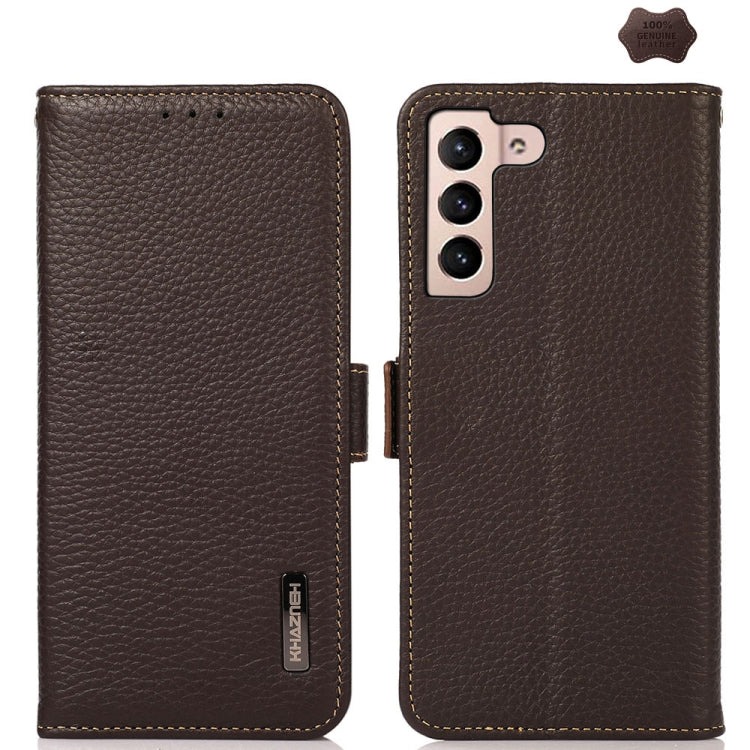 KHAZNEH Side-Magnetic Litchi Genuine Leather RFID Phone Case