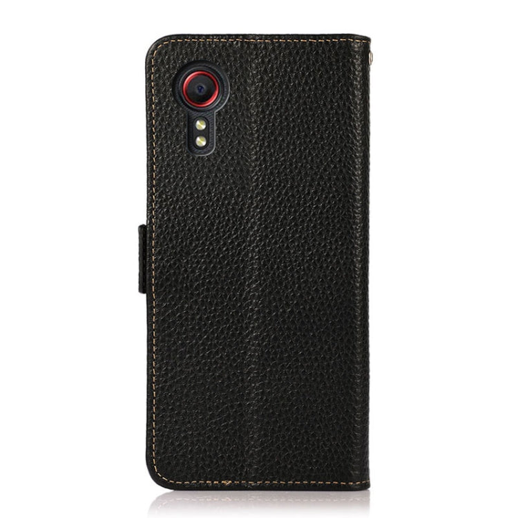KHAZNEH Side-Magnetic Litchi Genuine Leather RFID Phone Case