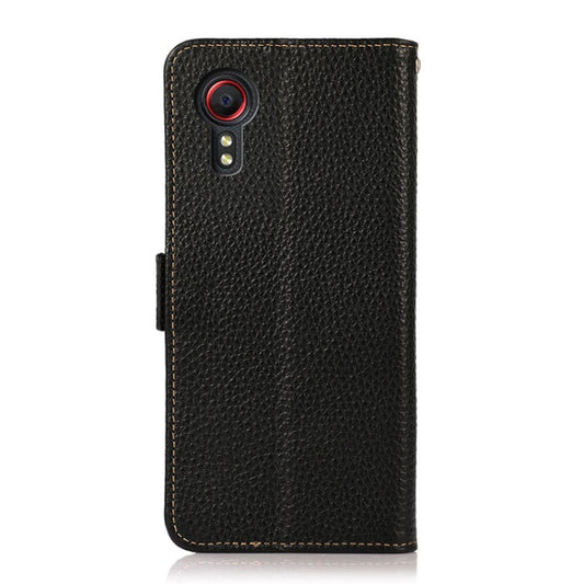 KHAZNEH Side-Magnetic Litchi Genuine Leather RFID Phone Case
