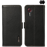 KHAZNEH Side-Magnetic Litchi Genuine Leather RFID Phone Case