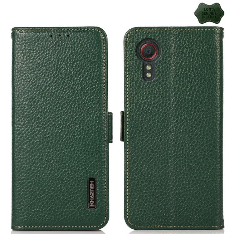 KHAZNEH Side-Magnetic Litchi Genuine Leather RFID Phone Case