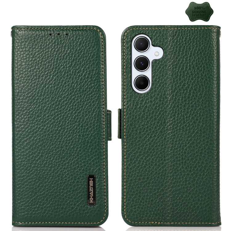 KHAZNEH Side-Magnetic Litchi Genuine Leather RFID Phone Case