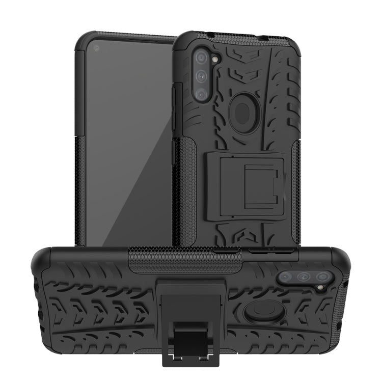 Tire Texture Shockproof TPU+PC Protective Case with Holder, For Samsung Galaxy A11（US Version）