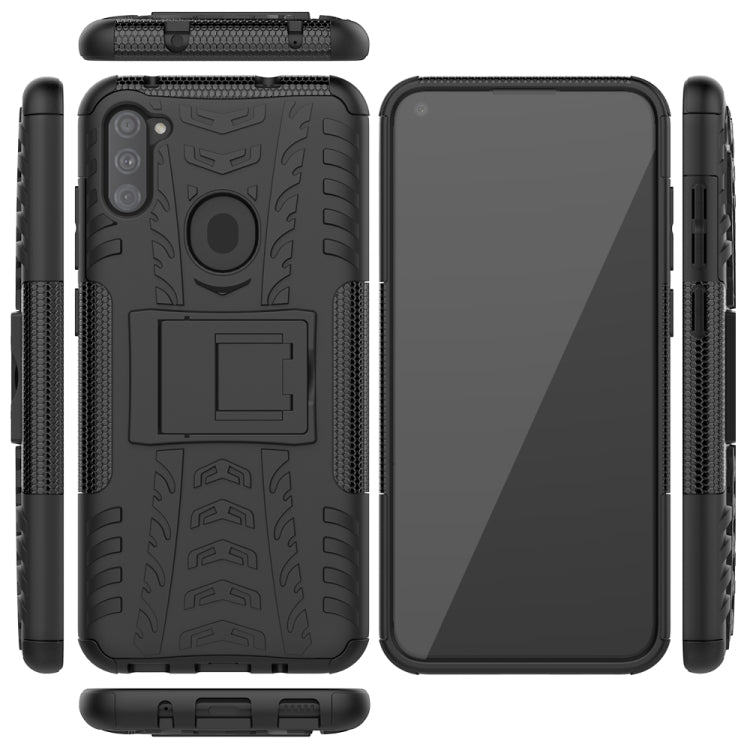Tire Texture Shockproof TPU+PC Protective Case with Holder, For Samsung Galaxy A11（US Version）