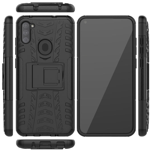 Tire Texture Shockproof TPU+PC Protective Case with Holder, For Samsung Galaxy A11（US Version）