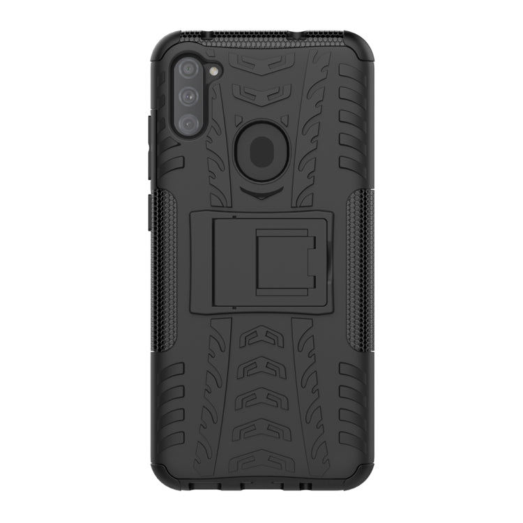 Tire Texture Shockproof TPU+PC Protective Case with Holder, For Samsung Galaxy A11（US Version）