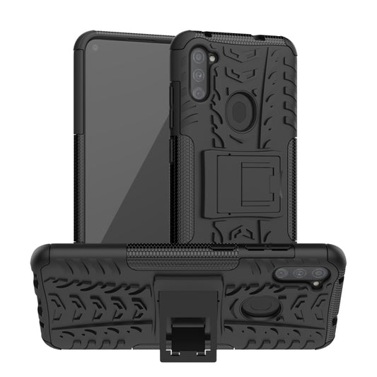 Tire Texture Shockproof TPU+PC Protective Case with Holder, For Samsung Galaxy A11（US Version）