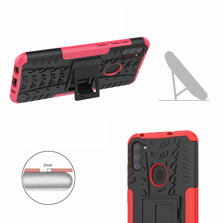 Tire Texture Shockproof TPU+PC Protective Case with Holder, For Samsung Galaxy A11（US Version）