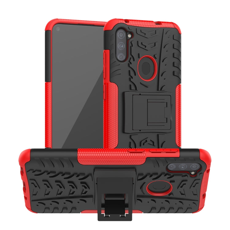 Tire Texture Shockproof TPU+PC Protective Case with Holder, For Samsung Galaxy A11（US Version）