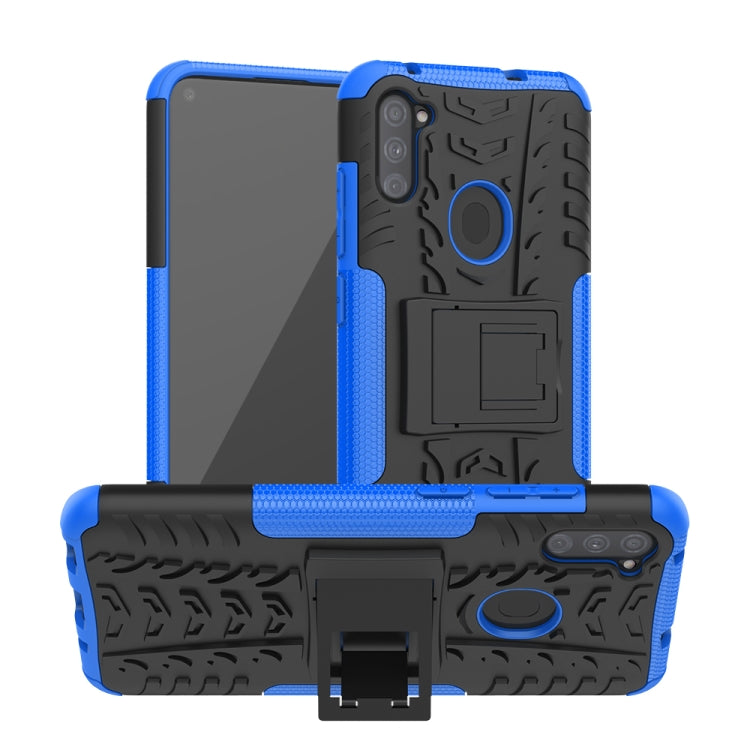 Tire Texture Shockproof TPU+PC Protective Case with Holder, For Samsung Galaxy A11（US Version）