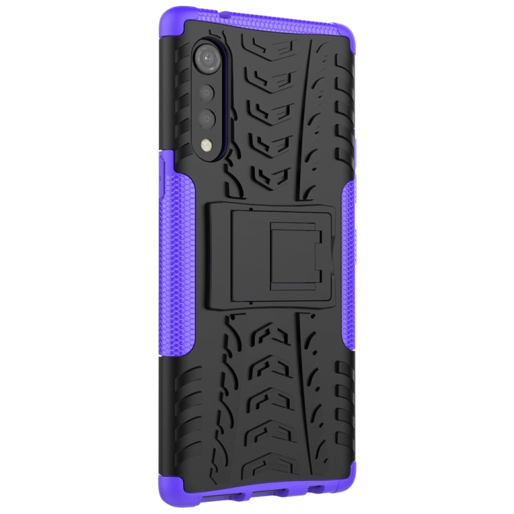 Tire Texture Shockproof TPU+PC Protective Case with Holder, For LG Velvet, For Motorola Moto G8 / Moto G Fast, For Samsung Galaxy A21 (US Version), For LG K31, For Xiaomi Redmi Note 9, For Huawei P40 Lite 5G, For Samsung Galaxy A21s��������������������...