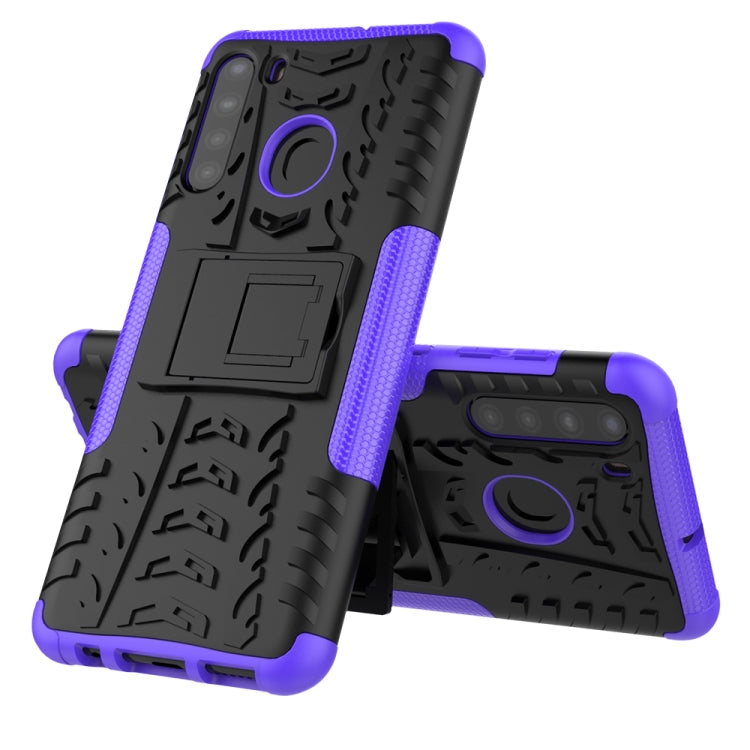 Tire Texture Shockproof TPU+PC Protective Case with Holder, For LG Velvet, For Motorola Moto G8 / Moto G Fast, For Samsung Galaxy A21 (US Version), For LG K31, For Xiaomi Redmi Note 9, For Huawei P40 Lite 5G, For Samsung Galaxy A21s��������������������...