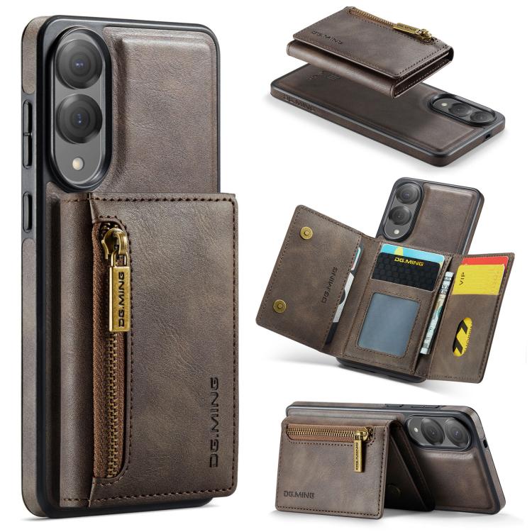 DG.MING M5 Series Zip RFID Multi Card Detachable Leather Phone Case