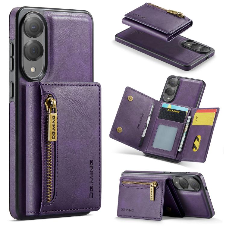 DG.MING M5 Series Zip RFID Multi Card Detachable Leather Phone Case