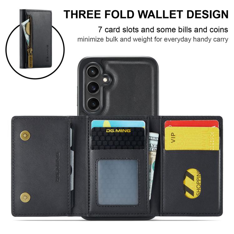 DG.MING M5 Series Zip RFID Multi Card Detachable Leather Phone Case