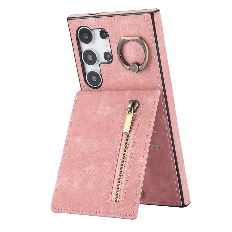 Retro Ring and Zipper RFID Card Slot Phone Case, For Samsung Galaxy S25 Edge 5G, For Samsung Galaxy S24 Ultra 5G, For Samsung Galaxy S24+ 5G, For Samsung Galaxy S24 5G