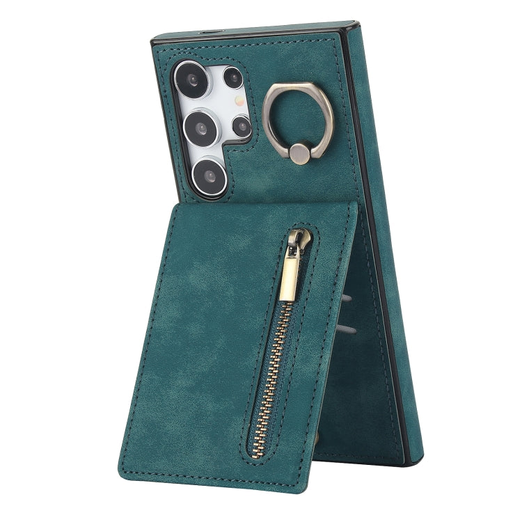 Retro Ring and Zipper RFID Card Slot Phone Case, For Samsung Galaxy S25 Edge 5G, For Samsung Galaxy S24 Ultra 5G, For Samsung Galaxy S24+ 5G, For Samsung Galaxy S24 5G
