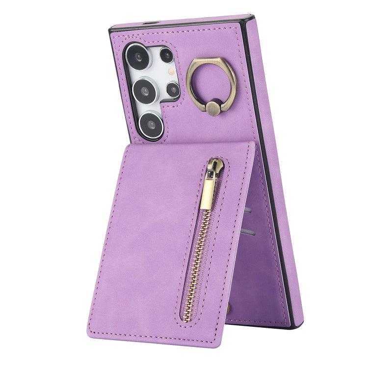 Retro Ring and Zipper RFID Card Slot Phone Case, For Samsung Galaxy S25 Edge 5G, For Samsung Galaxy S24 Ultra 5G, For Samsung Galaxy S24+ 5G, For Samsung Galaxy S24 5G