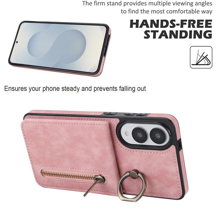 Retro Ring and Zipper RFID Card Slot Phone Case, For Samsung Galaxy S25 Edge 5G, For Samsung Galaxy S24 Ultra 5G, For Samsung Galaxy S24+ 5G, For Samsung Galaxy S24 5G