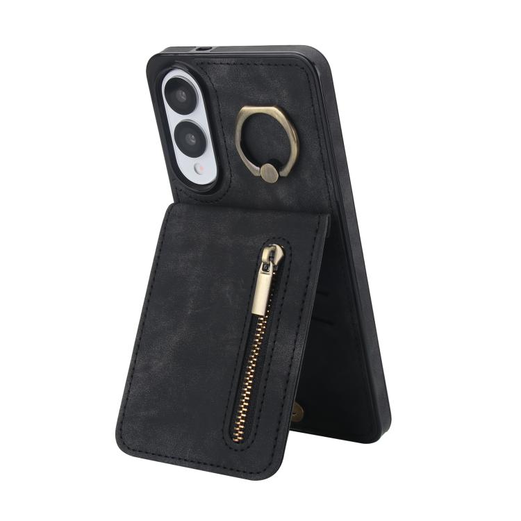 Retro Ring and Zipper RFID Card Slot Phone Case, For Samsung Galaxy S25 Edge 5G, For Samsung Galaxy S24 Ultra 5G, For Samsung Galaxy S24+ 5G, For Samsung Galaxy S24 5G