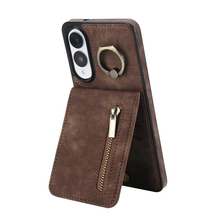 Retro Ring and Zipper RFID Card Slot Phone Case, For Samsung Galaxy S25 Edge 5G, For Samsung Galaxy S24 Ultra 5G, For Samsung Galaxy S24+ 5G, For Samsung Galaxy S24 5G