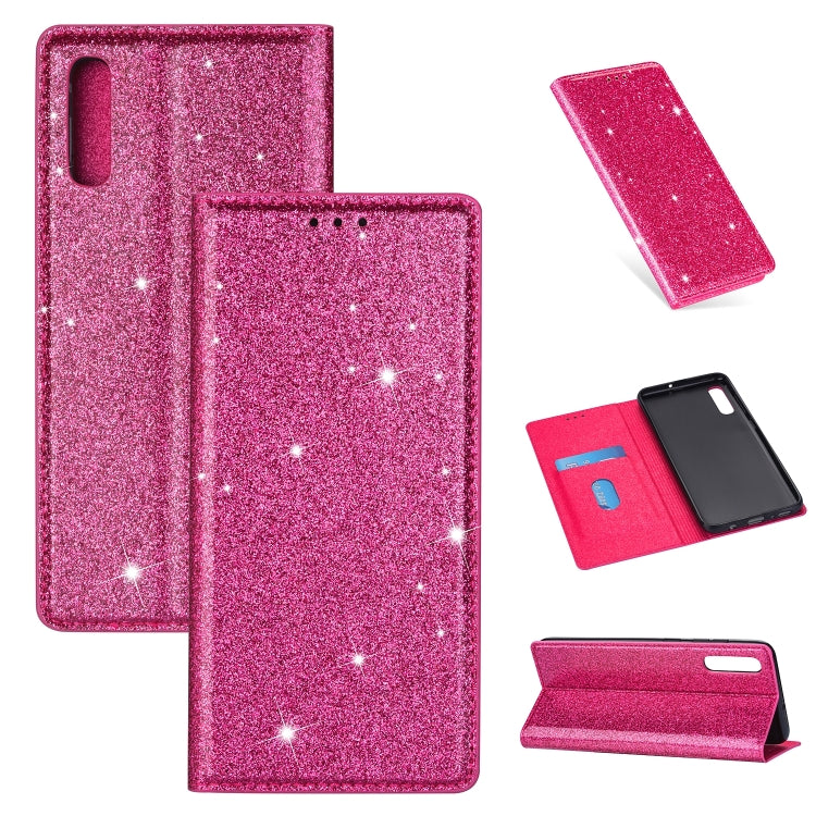 Ultrathin Glitter Magnetic Horizontal Flip Leather Case with Holder & Card Slots, For Samsung Galaxy A70, For Samsung Galaxy A7 (2018) / A750, For Samsung Galaxy J4 (2018), For Samsung Galaxy J4+, For Samsung Galaxy J6 (2018), For Samsung Galaxy J6+���...