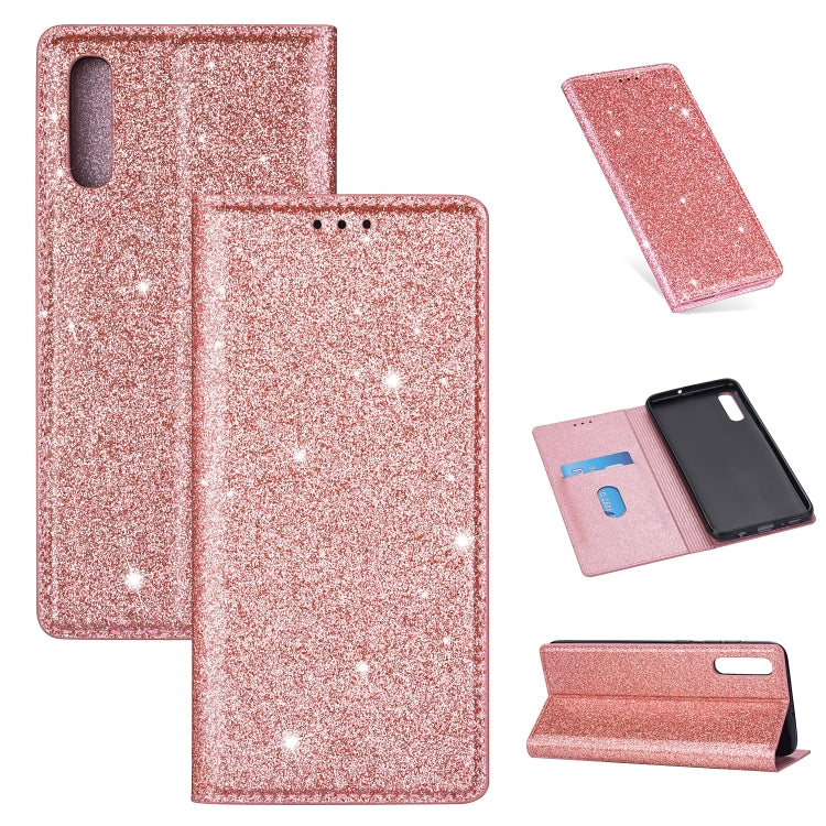 Ultrathin Glitter Magnetic Horizontal Flip Leather Case with Holder & Card Slots, For Samsung Galaxy A70, For Samsung Galaxy A7 (2018) / A750, For Samsung Galaxy J4 (2018), For Samsung Galaxy J4+, For Samsung Galaxy J6 (2018), For Samsung Galaxy J6+���...