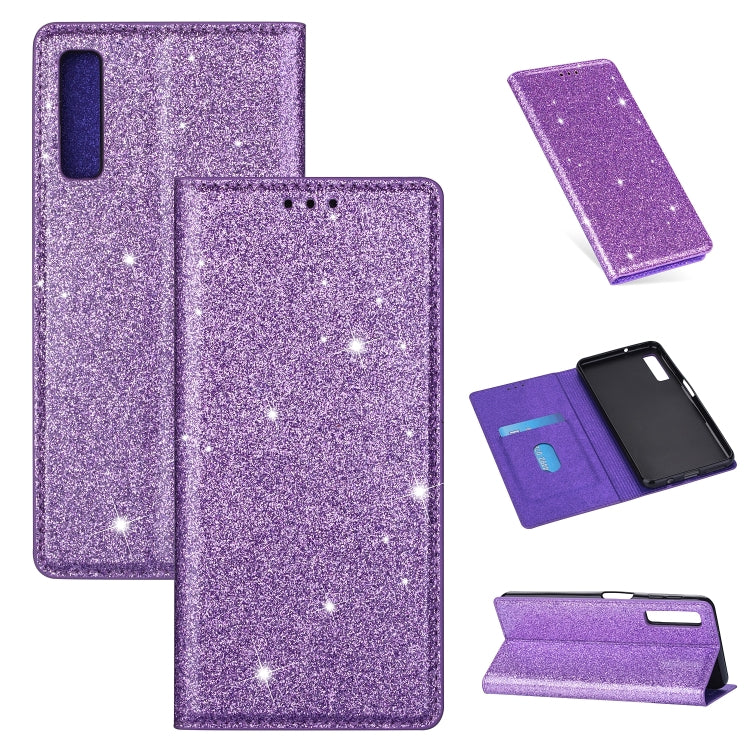 Ultrathin Glitter Magnetic Horizontal Flip Leather Case with Holder & Card Slots, For Samsung Galaxy A70, For Samsung Galaxy A7 (2018) / A750, For Samsung Galaxy J4 (2018), For Samsung Galaxy J4+, For Samsung Galaxy J6 (2018), For Samsung Galaxy J6+���...