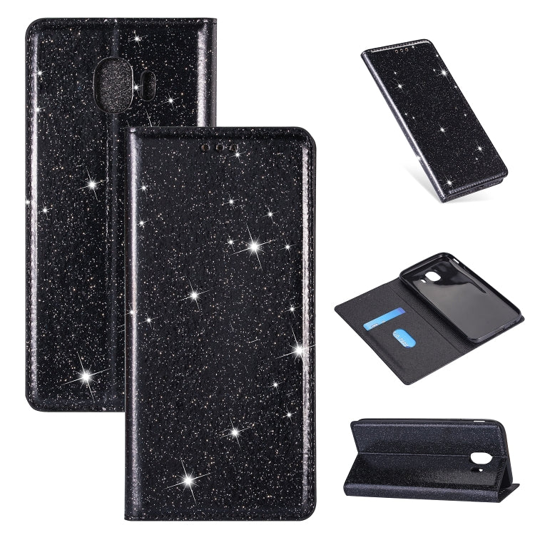Ultrathin Glitter Magnetic Horizontal Flip Leather Case with Holder & Card Slots, For Samsung Galaxy A70, For Samsung Galaxy A7 (2018) / A750, For Samsung Galaxy J4 (2018), For Samsung Galaxy J4+, For Samsung Galaxy J6 (2018), For Samsung Galaxy J6+���...