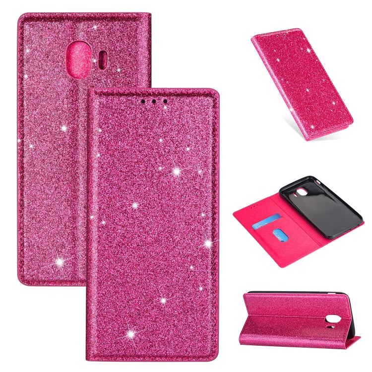 Ultrathin Glitter Magnetic Horizontal Flip Leather Case with Holder & Card Slots, For Samsung Galaxy A70, For Samsung Galaxy A7 (2018) / A750, For Samsung Galaxy J4 (2018), For Samsung Galaxy J4+, For Samsung Galaxy J6 (2018), For Samsung Galaxy J6+���...