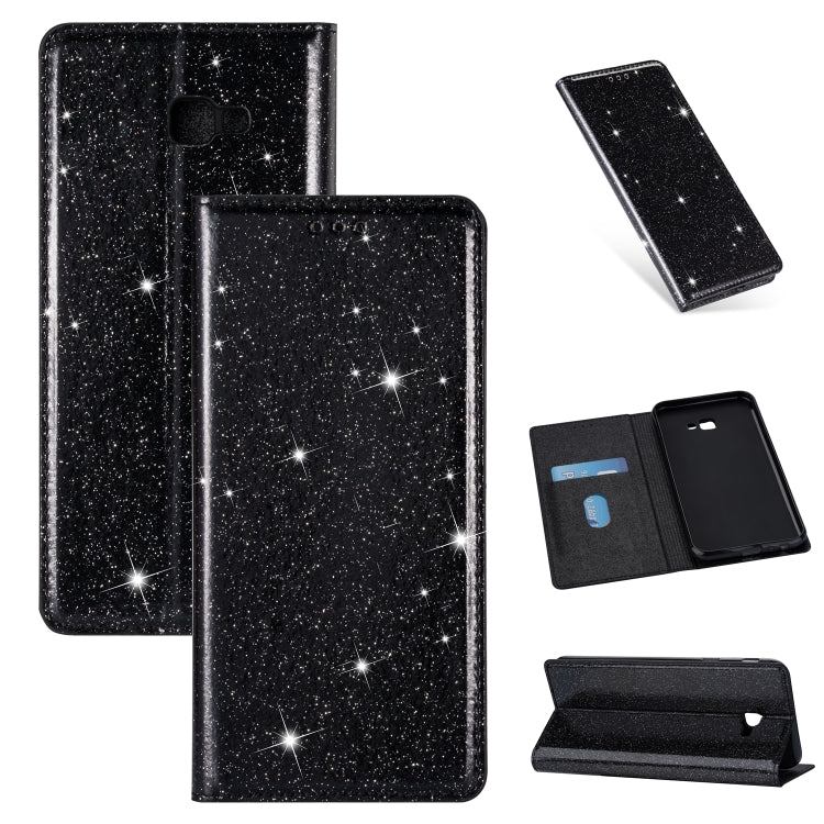 Ultrathin Glitter Magnetic Horizontal Flip Leather Case with Holder & Card Slots, For Samsung Galaxy A70, For Samsung Galaxy A7 (2018) / A750, For Samsung Galaxy J4 (2018), For Samsung Galaxy J4+, For Samsung Galaxy J6 (2018), For Samsung Galaxy J6+���...