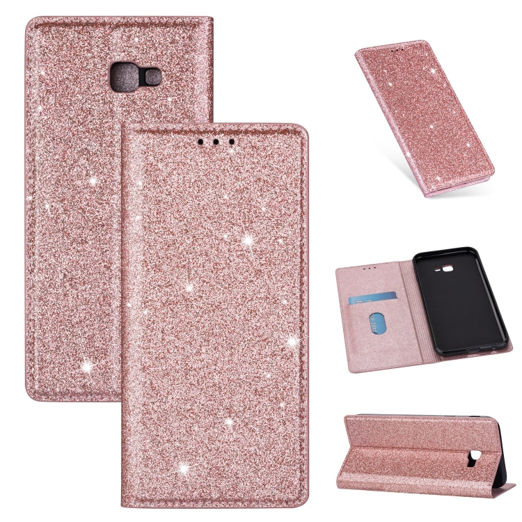 Ultrathin Glitter Magnetic Horizontal Flip Leather Case with Holder & Card Slots, For Samsung Galaxy A70, For Samsung Galaxy A7 (2018) / A750, For Samsung Galaxy J4 (2018), For Samsung Galaxy J4+, For Samsung Galaxy J6 (2018), For Samsung Galaxy J6+���...