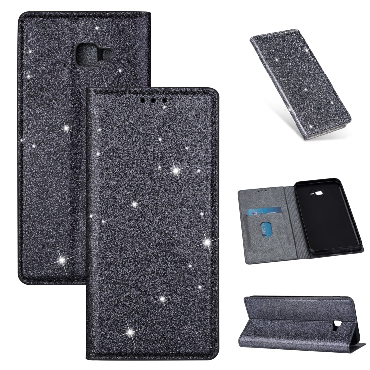 Ultrathin Glitter Magnetic Horizontal Flip Leather Case with Holder & Card Slots, For Samsung Galaxy A70, For Samsung Galaxy A7 (2018) / A750, For Samsung Galaxy J4 (2018), For Samsung Galaxy J4+, For Samsung Galaxy J6 (2018), For Samsung Galaxy J6+���...