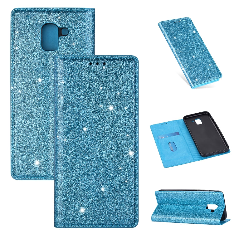 Ultrathin Glitter Magnetic Horizontal Flip Leather Case with Holder & Card Slots, For Samsung Galaxy A70, For Samsung Galaxy A7 (2018) / A750, For Samsung Galaxy J4 (2018), For Samsung Galaxy J4+, For Samsung Galaxy J6 (2018), For Samsung Galaxy J6+���...