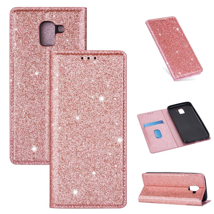 Ultrathin Glitter Magnetic Horizontal Flip Leather Case with Holder & Card Slots, For Samsung Galaxy A70, For Samsung Galaxy A7 (2018) / A750, For Samsung Galaxy J4 (2018), For Samsung Galaxy J4+, For Samsung Galaxy J6 (2018), For Samsung Galaxy J6+���...